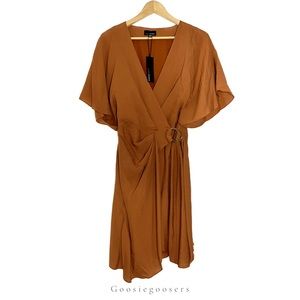 LUCY PARIS - Kellan Knee-length Ring Wrap Dress | Size S |
